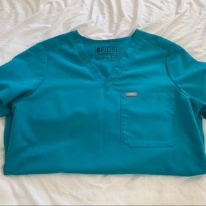 Figs Teal Catarina scrub top